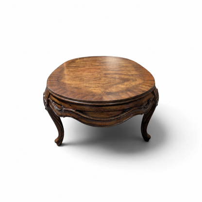 Vintage Louis XV Style Oval Coffee Table with Figured Wood Top
