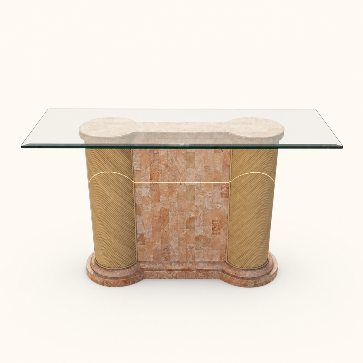 Postmodern Entryway Glass Console Table, c. 1980s — view 9 of 16