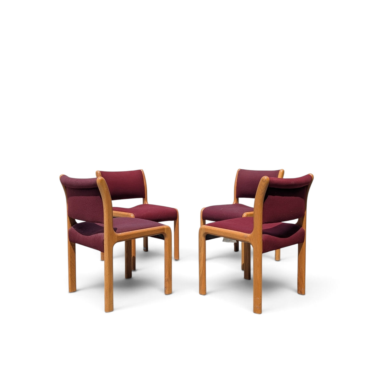 Albert Salman Associates Oak Dining Chairs in Garnet, Set of Four