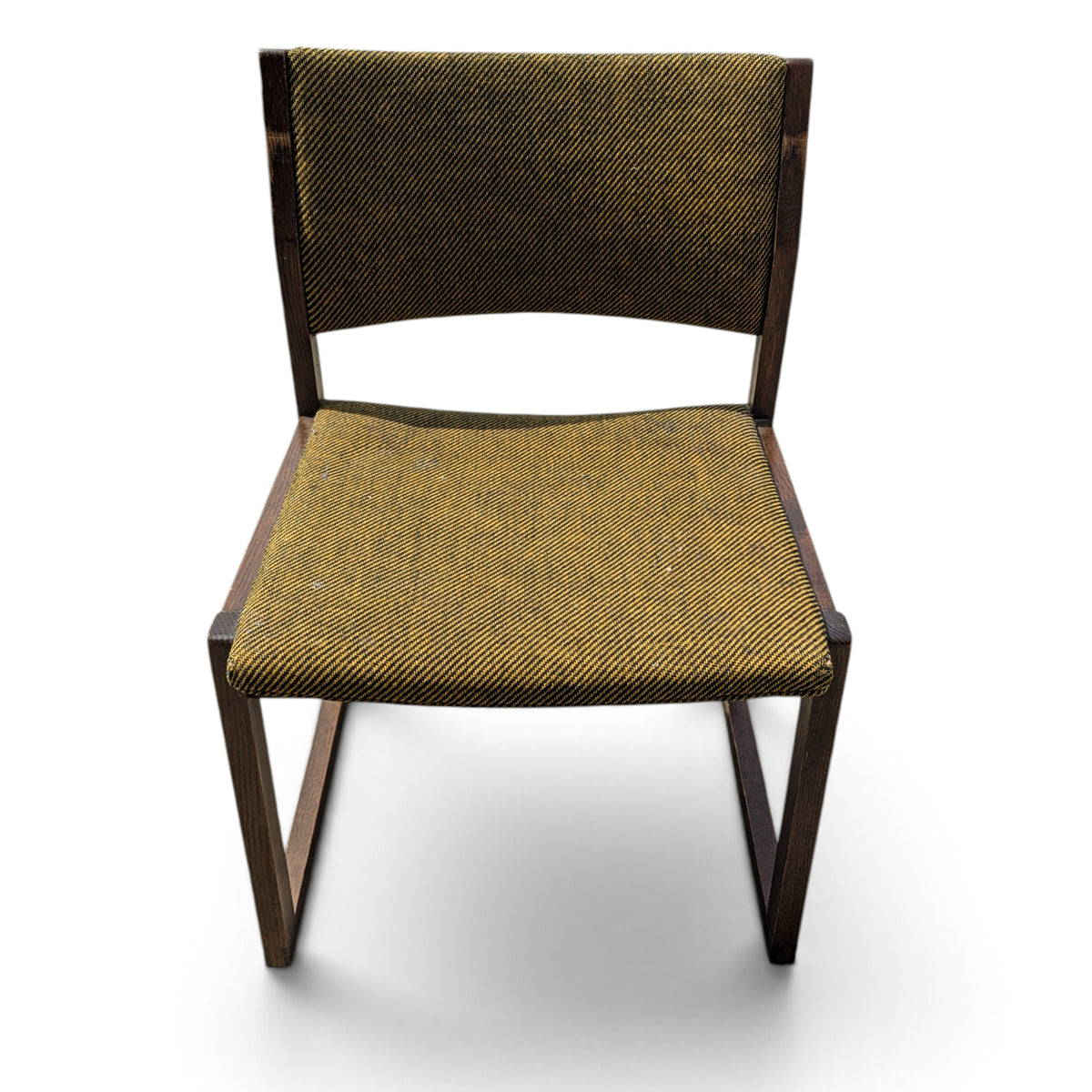 Vintage Solid Oak Accent Chair with Yellow-Green Upholstery — view 9 of 14