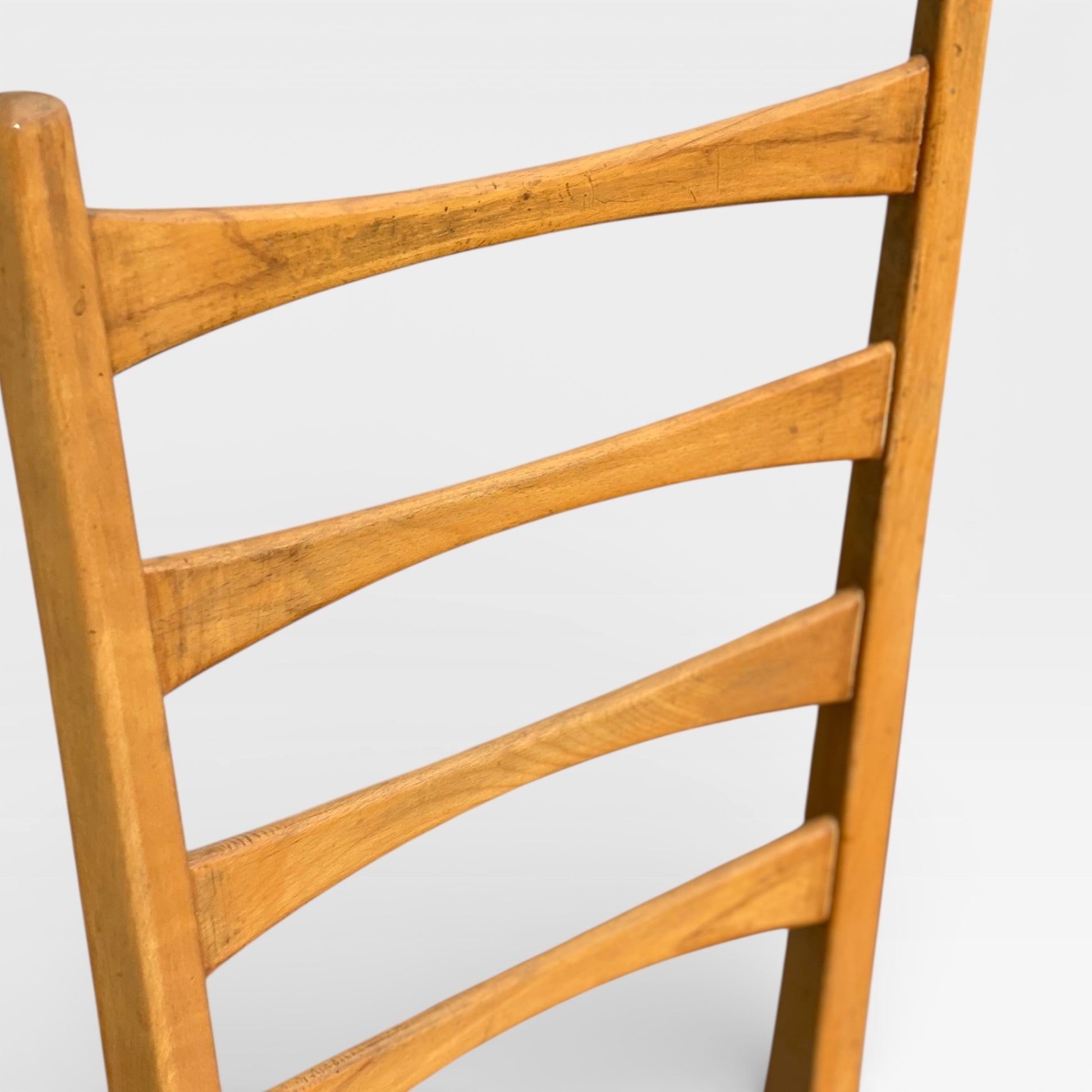 Set of Six Mid-Century Modern Ladderback Dining Chairs with New Upholstery — view 9 of 25