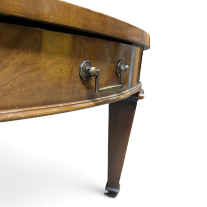 Circa 1957 Heritage Round Mahogany Coffee Table with Drawer