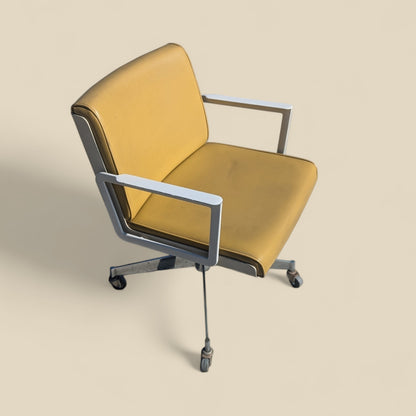 1970s InterRoyal Chrome and Faux-Leather Desk Chair