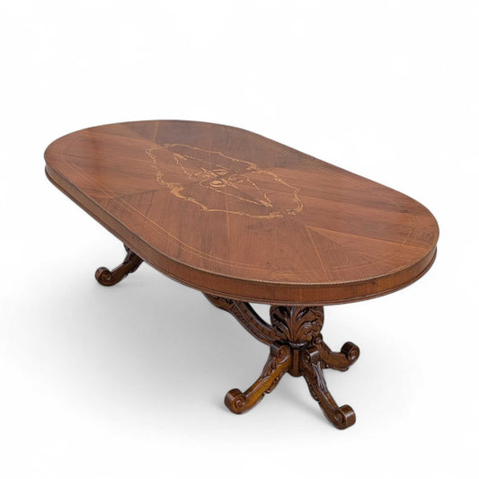 Antique Renaissance Revival Marquetry Dining Table