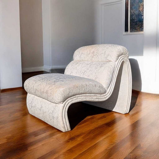 Postmodern Lounge Chair – Sculptural Curved Accent Chair, Textured Upholstery, Unique Statement Piece