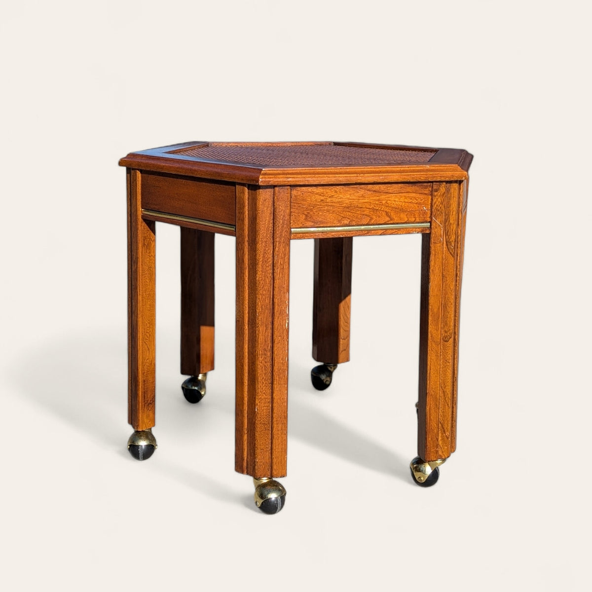 1970s Mersman Mid-Century Hexagonal Wood Side Table