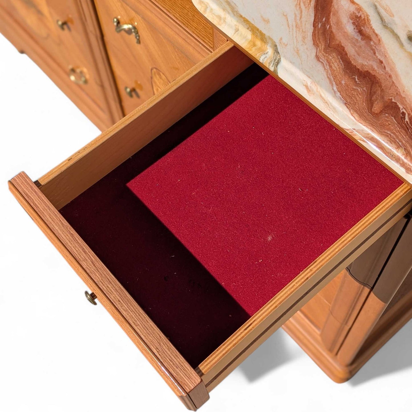 Postmodern Lacquer Dresser with Faux Marble Top