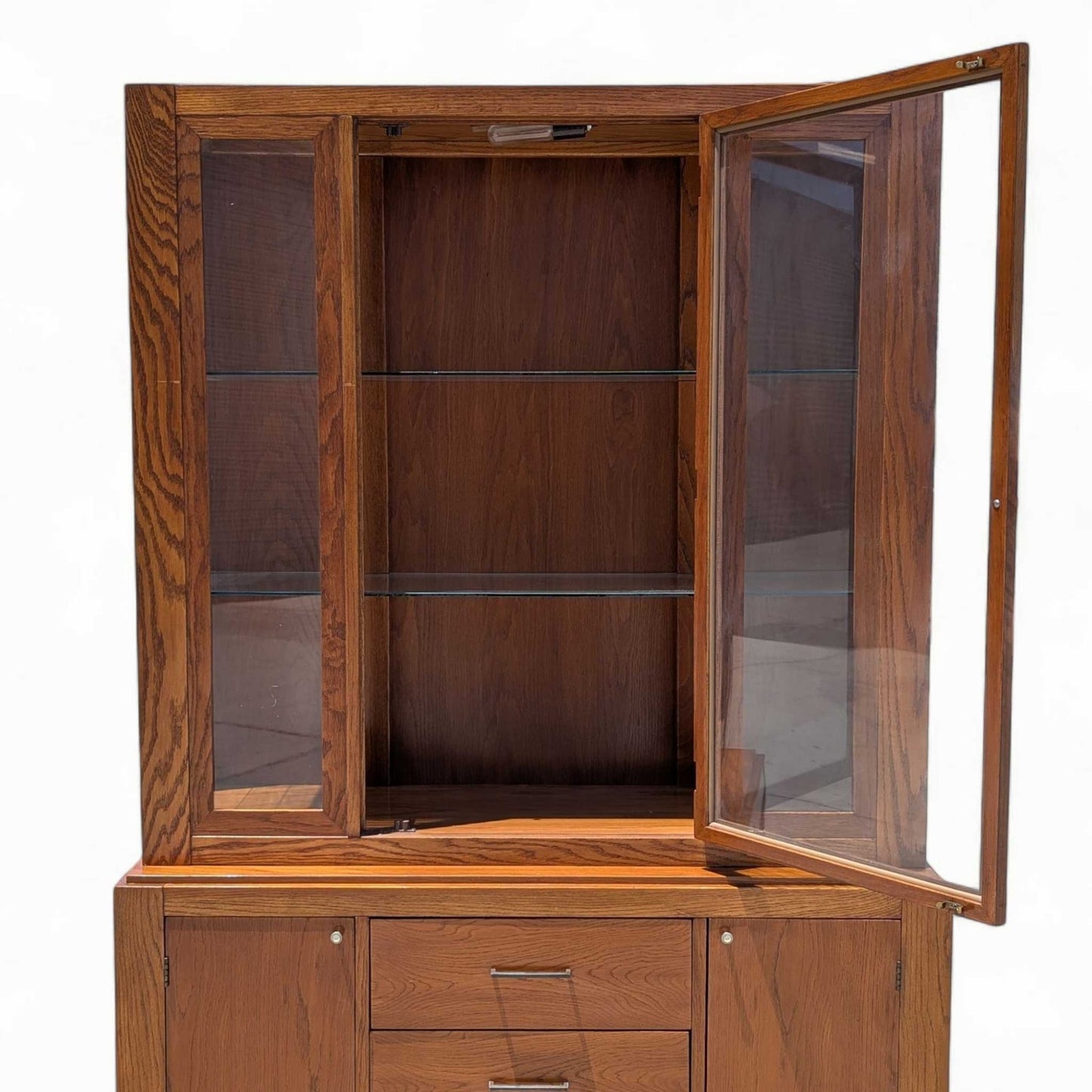 Vintage Bernhardt Oak Hutch Cabinet
