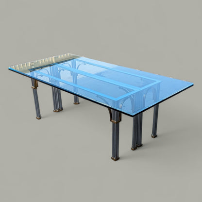 Glass Top Dining Table by Maison Jansen