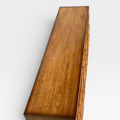 Oak Lowboy Dresser, Brutalist Mid-Century Modern