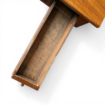 Antique Solid-Wood Writing Desk with Turned Legs and Drawer