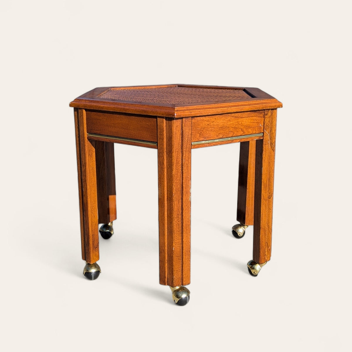 1970s Mersman Mid-Century Hexagonal Wood Side Table — view 12 of 16