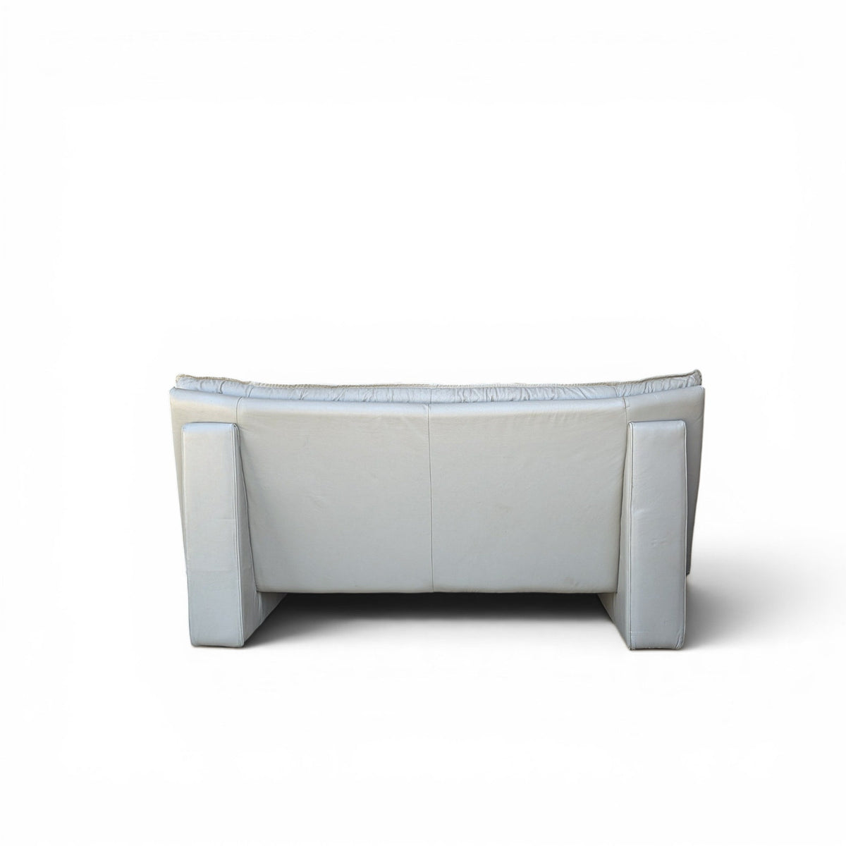 Vintage Nicoletti Italia Gray Leather Postmodern Loveseat, 1980s — view 14 of 16