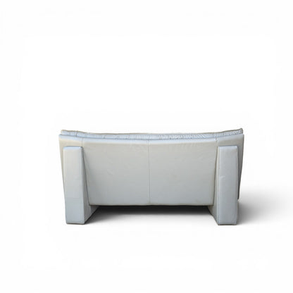 Vintage Nicoletti Italia Gray Leather Postmodern Loveseat, 1980s