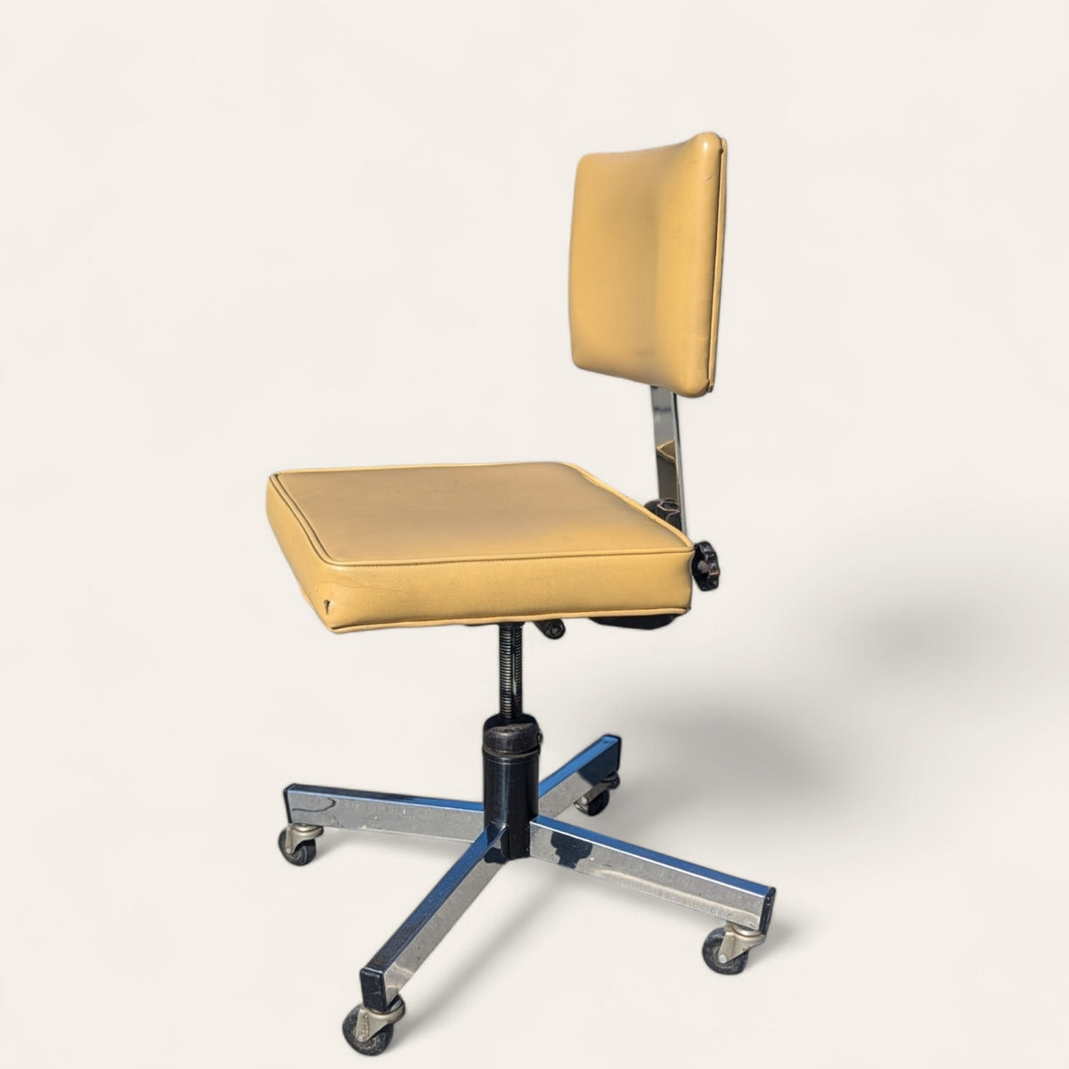 Mid-Century InterRoyal Steel, Chrome and Faux-Leather Office Chair — view 2 of 13