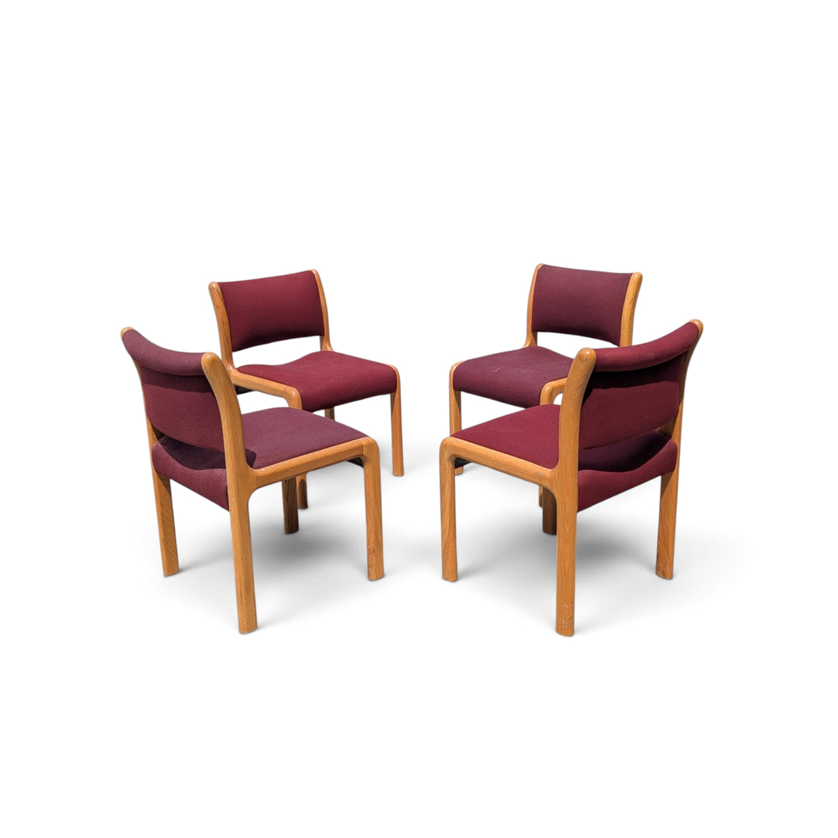 Albert Salman Associates Oak Dining Chairs in Garnet, Set of Four