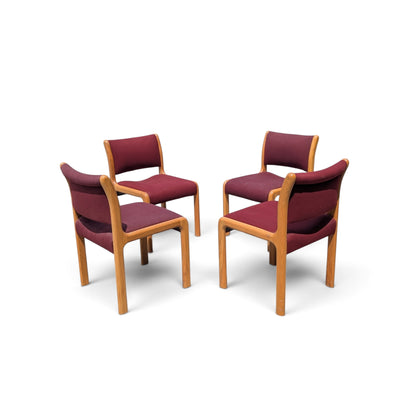 Albert Salman Associates Oak Dining Chairs in Garnet, Set of Four