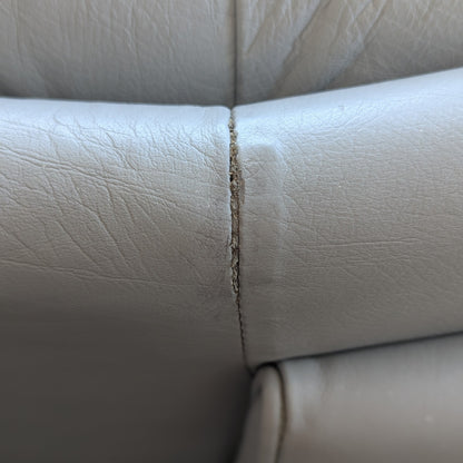 Vintage Nicoletti Italia Leather Loveseat Sofa, Italian Postmodern Grey Leather Couch, 1980s Lounge Settee