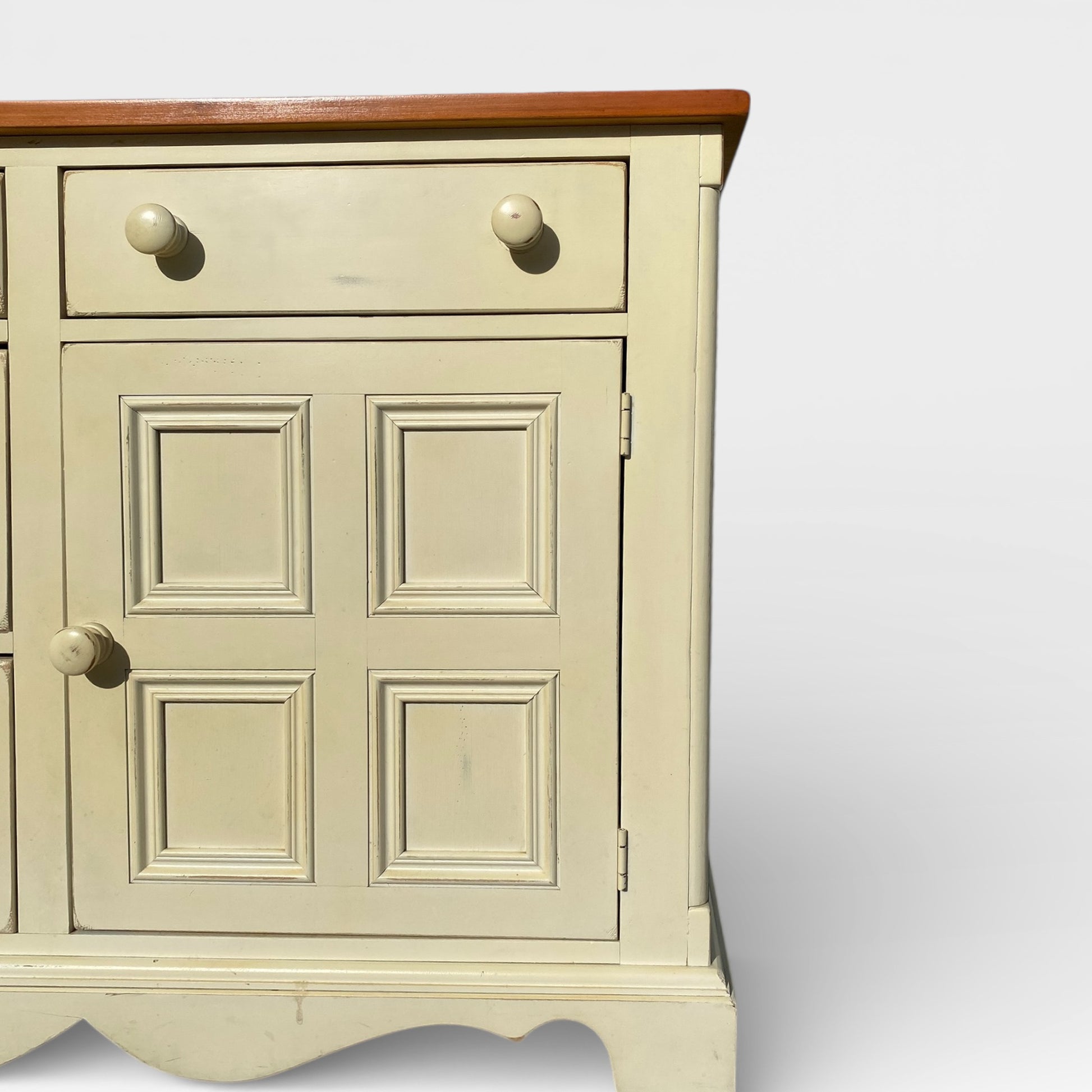 Painted Sideboard or Buffet Cabinet with Paneled Doors and Solid Wood Top — view 10 of 24