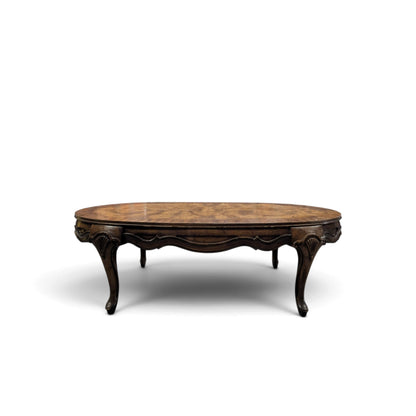Vintage Louis XV Style Oval Coffee Table with Figured Wood Top