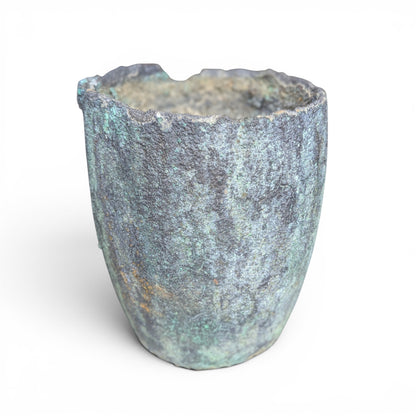 Antique Industrial Refractory Crucible Planter, Wabi-Sabi Foundry Vessel