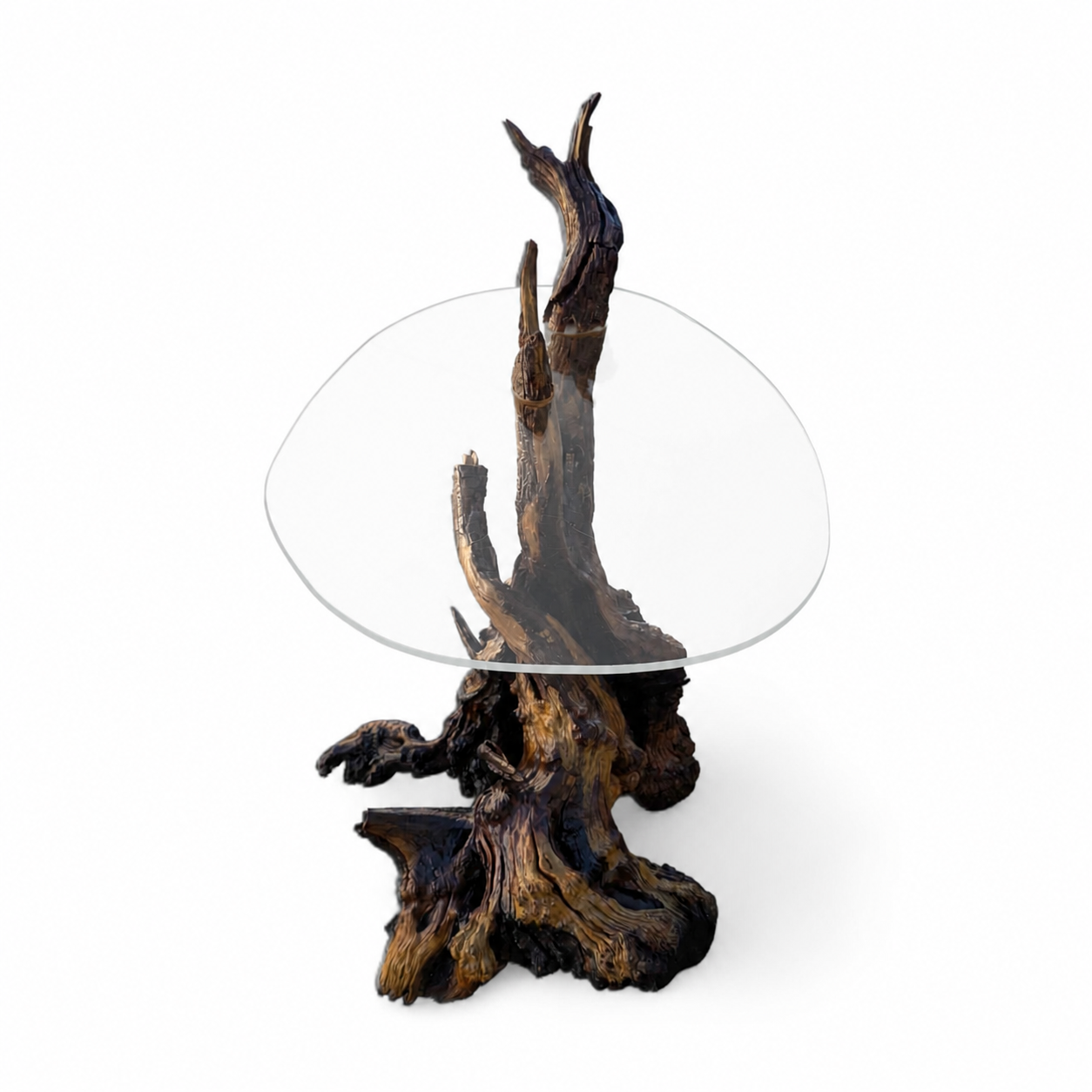 Vintage Driftwood Side Table with Acrylic Top — view 13 of 16