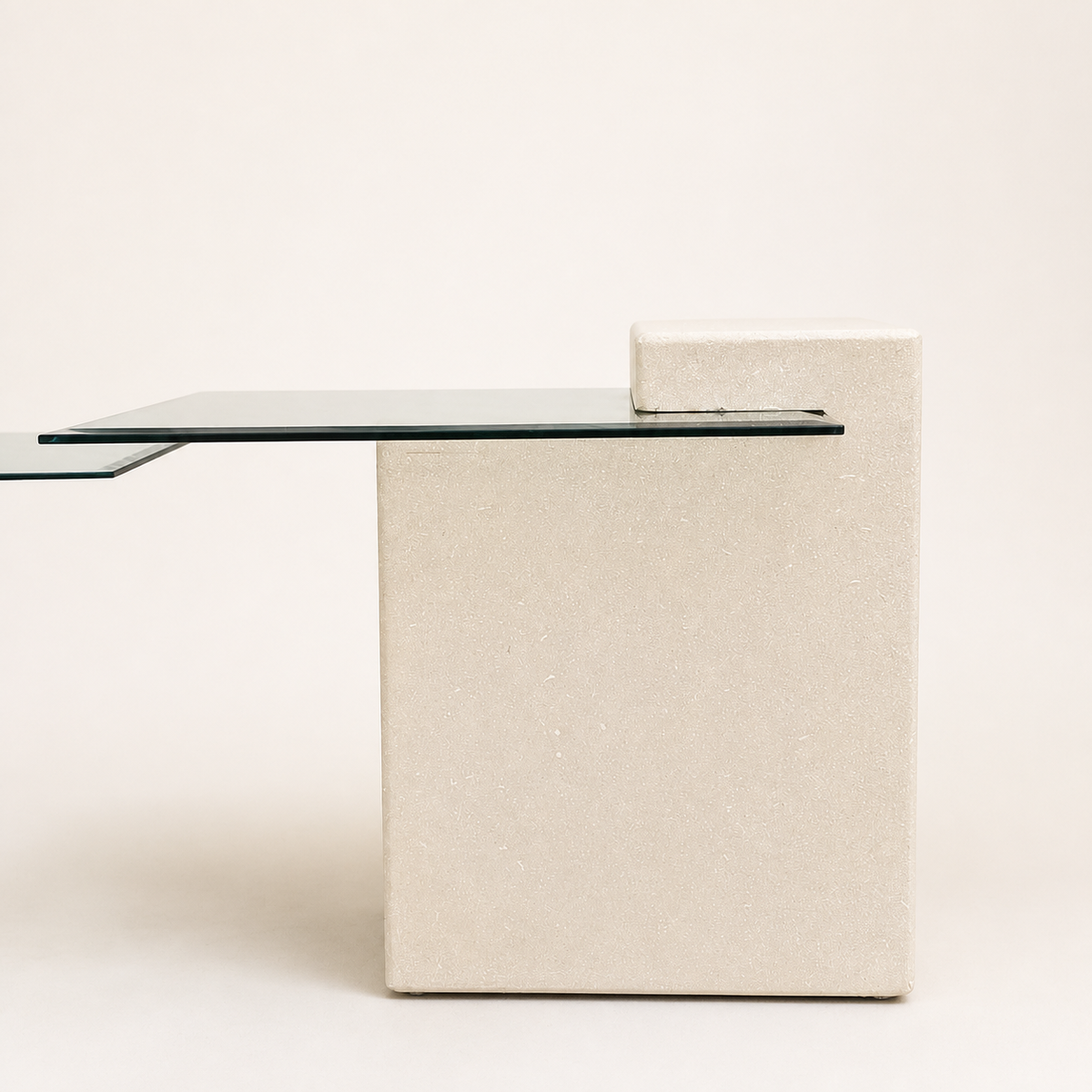 Unique Side Table, Postmodern, 80s, Glass, Plaster Base, End Table, Nightstand, Mid Century — view 10 of 16