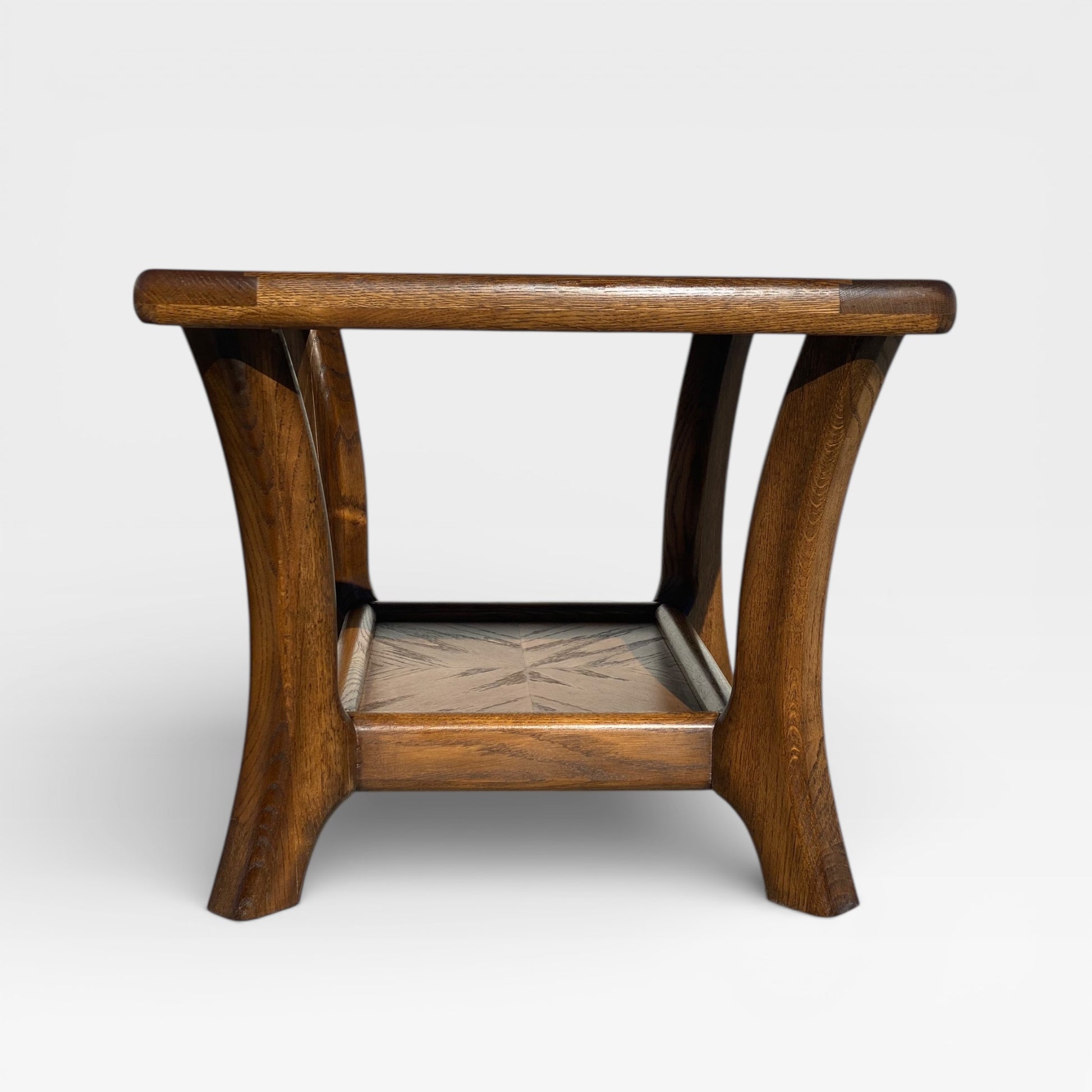 Oak Side Tables with Smoked Glass Tops, c. 1970s–80s — view 10 of 21