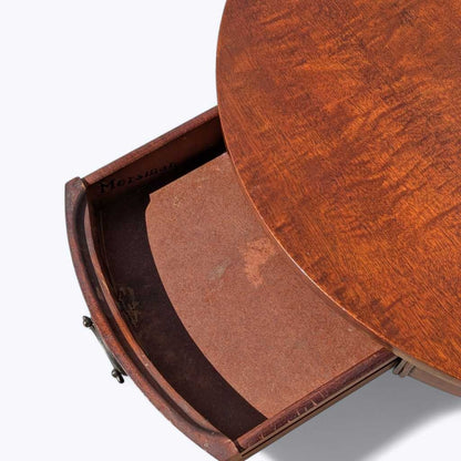 Vintage Mersman Round Wood Pedestal Side Table with Drawer