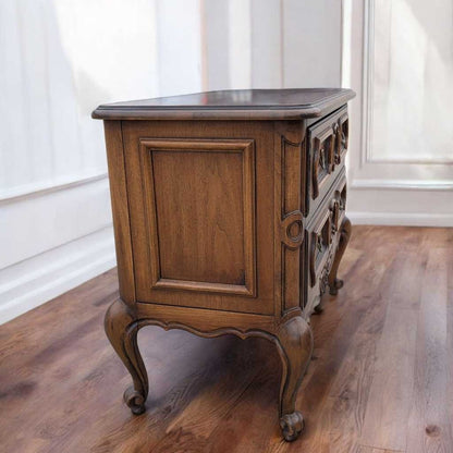 Drexel French Provincial Chest – Vintage 2 Drawer Dresser, Cabriole Legs, Ornate Carvings, 35.5" Wide, Solid Wood