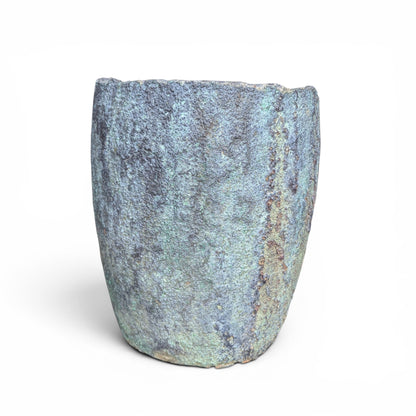 Antique Industrial Refractory Crucible Planter, Wabi-Sabi Foundry Vessel