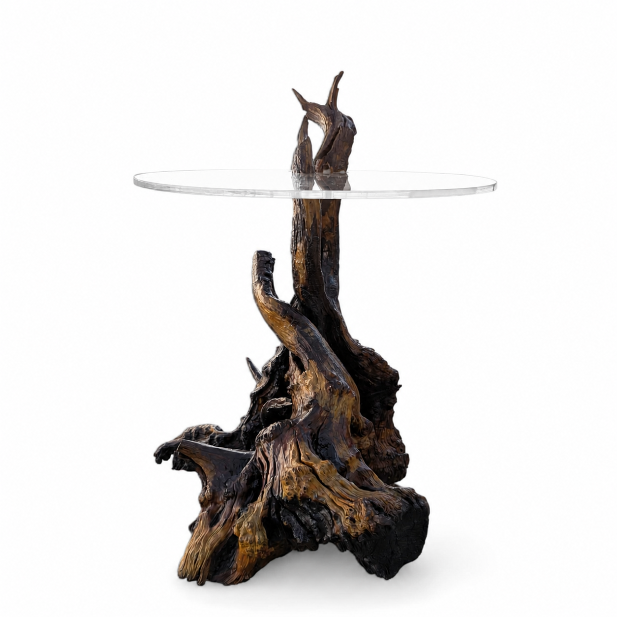 Vintage Driftwood Side Table with Acrylic Top — view 12 of 16
