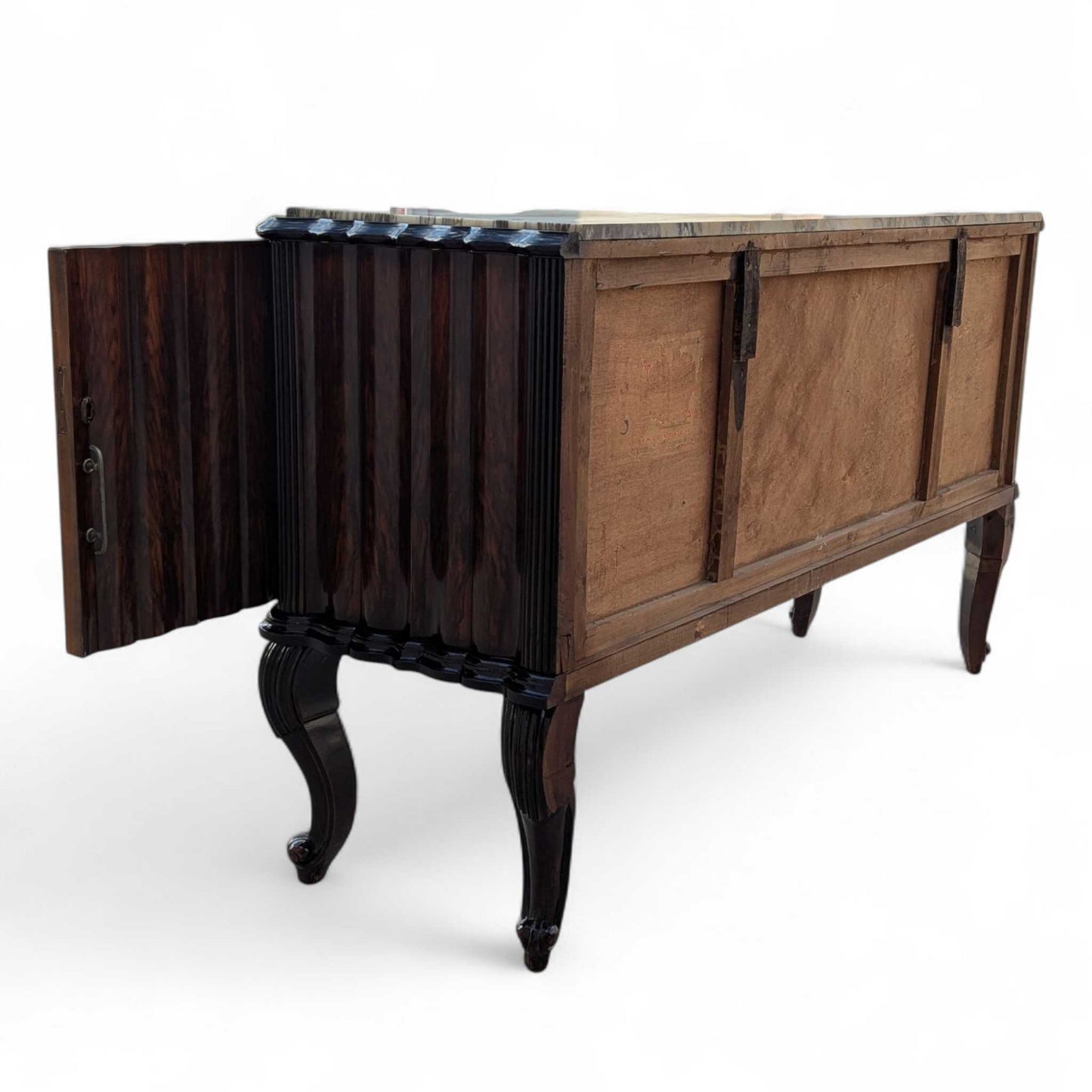 Italian Mid-Century Marble-Top Sideboard with Detachable Mirror by Mobilificio Scorza Ovada, c. 1950s