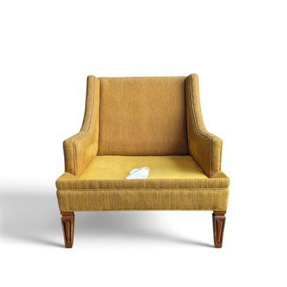 Vintage Mustard Upholstered Lounge Chair with Tapered Wood Legs