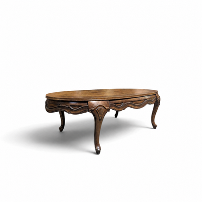 Vintage Louis XV Style Oval Coffee Table with Figured Wood Top