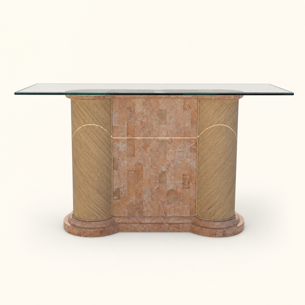Postmodern Entryway Glass Console Table, c. 1980s