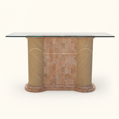 Postmodern Entryway Glass Console Table, c. 1980s