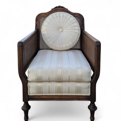 Vintage Carved Wood Club Chair, c. 1970s