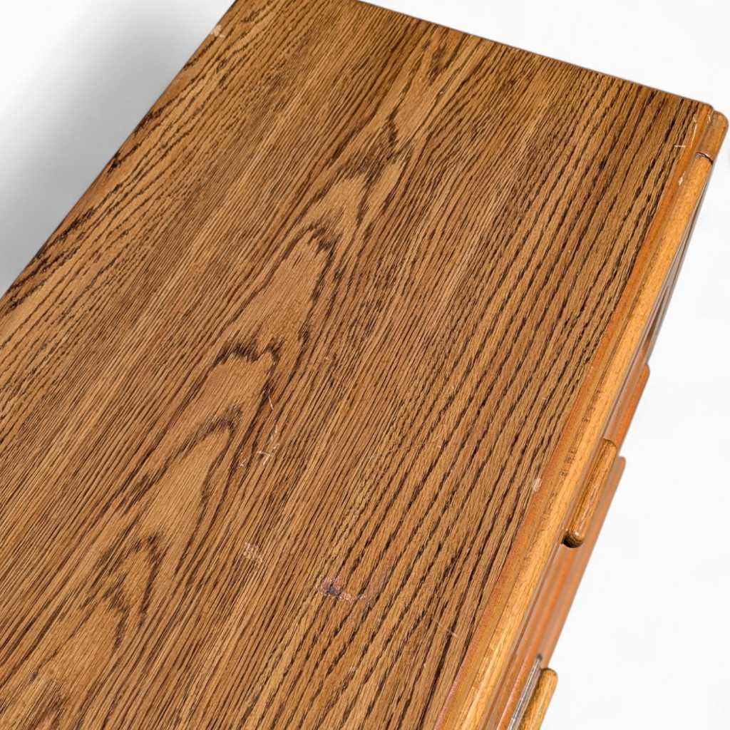 1980s Postmodern Faux-Oak Laminate Six-Drawer Dresser
