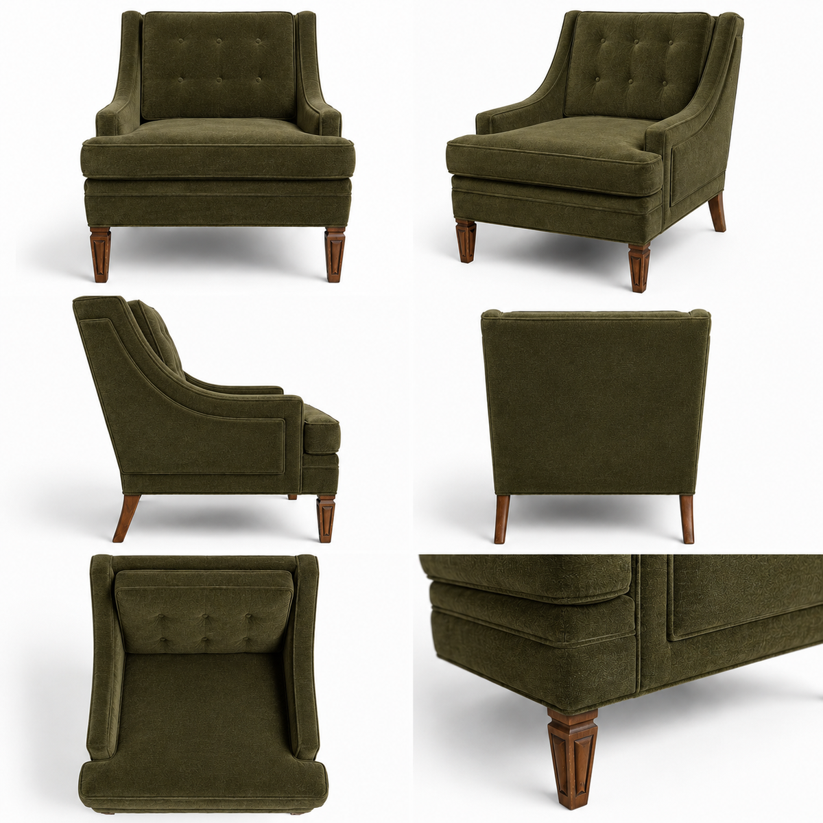 Vintage Mustard Upholstered Lounge Chair with Tapered Wood Legs — view 12 of 14
