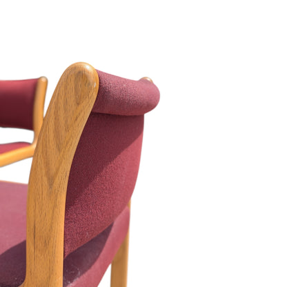 Albert Salman Associates Oak Dining Chairs in Garnet, Set of Four