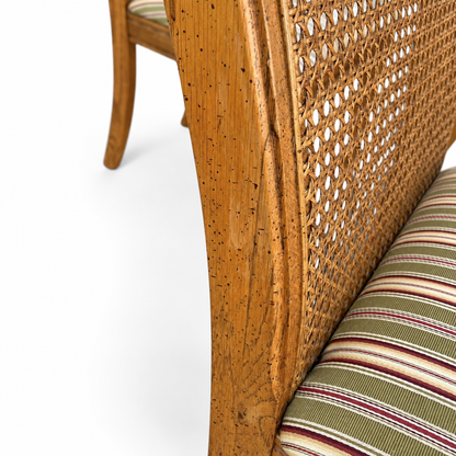 1970s Vintage Oak & Cane High-Back Dining Chairs, Set of Six
