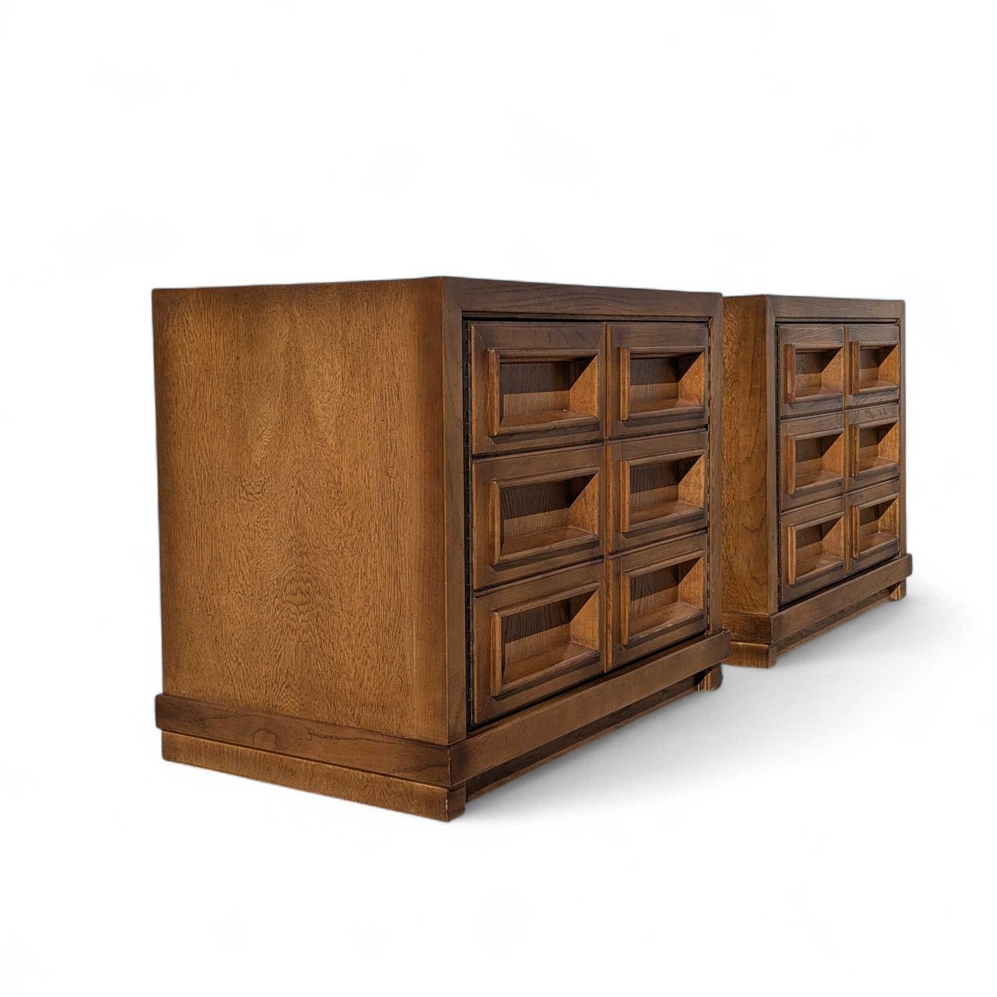 Mid-Century Modern Oak Nightstands- Pair