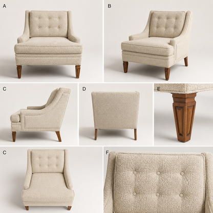 Vintage Mustard Upholstered Lounge Chair with Tapered Wood Legs