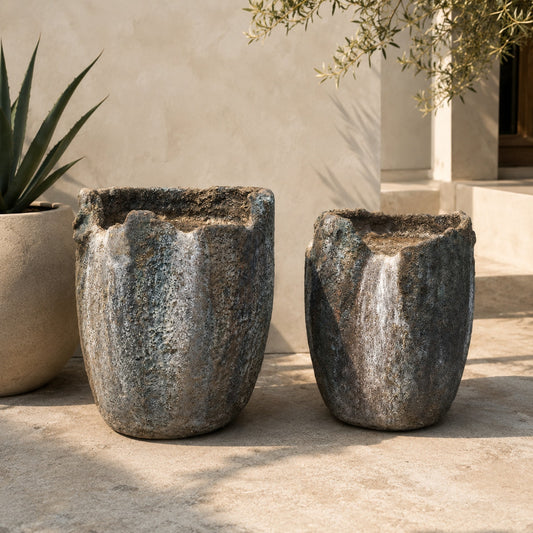 Antique Foundry Crucible Planters – Pair