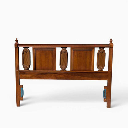 Vintage Carved Wood Full-Size Headboard