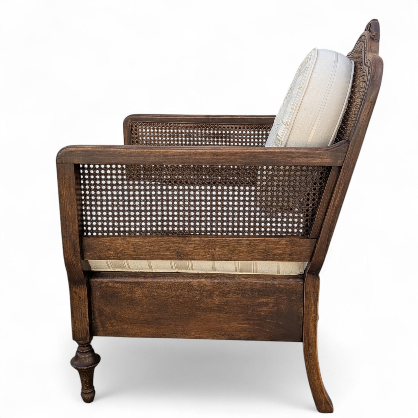 Vintage Carved Wood Club Chair, c. 1970s