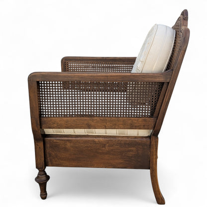 Vintage Carved Wood Club Chair, c. 1970s