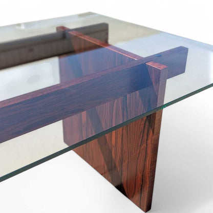 Sigurd Hansen Rosewood Dining Table – Mid-Century Modern Glass-Top, Vintage Scandinavian Design, Sleek and Stylish