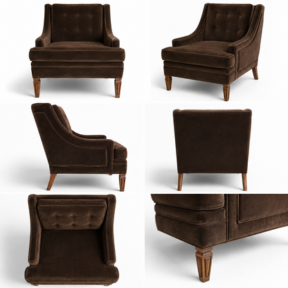Vintage Mustard Upholstered Lounge Chair with Tapered Wood Legs